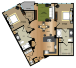 Floor plan for 2 beds, 2 baths, 1148 sqft